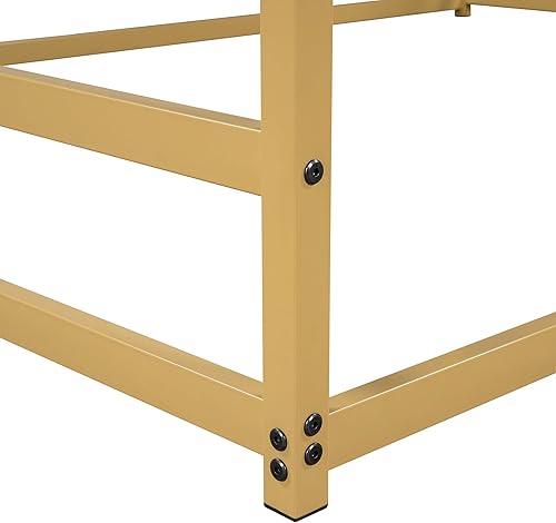 Miniatura 18 de CITYLIGHT Cama individual de metal para niños, cama Montessori individual con techo, marco de cama de suelo para niñas, muebles de dormitorio de