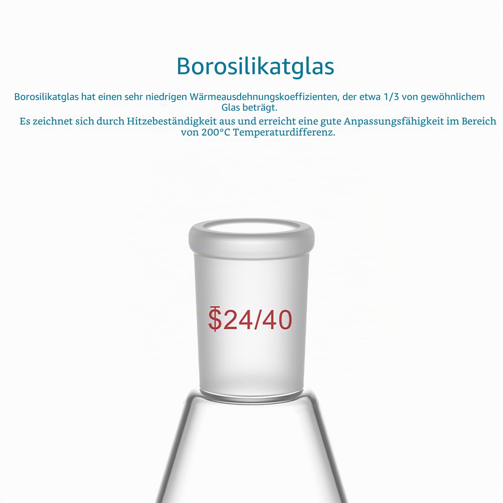 stonylab 24/40 Erlenmeyerkolben aus Glas, Borosilikatglas Schwere Wand Flasche, Labor Kolben Erlenmeyer Flask mit 24/40 Standard-Kegelgelenk - 500ml