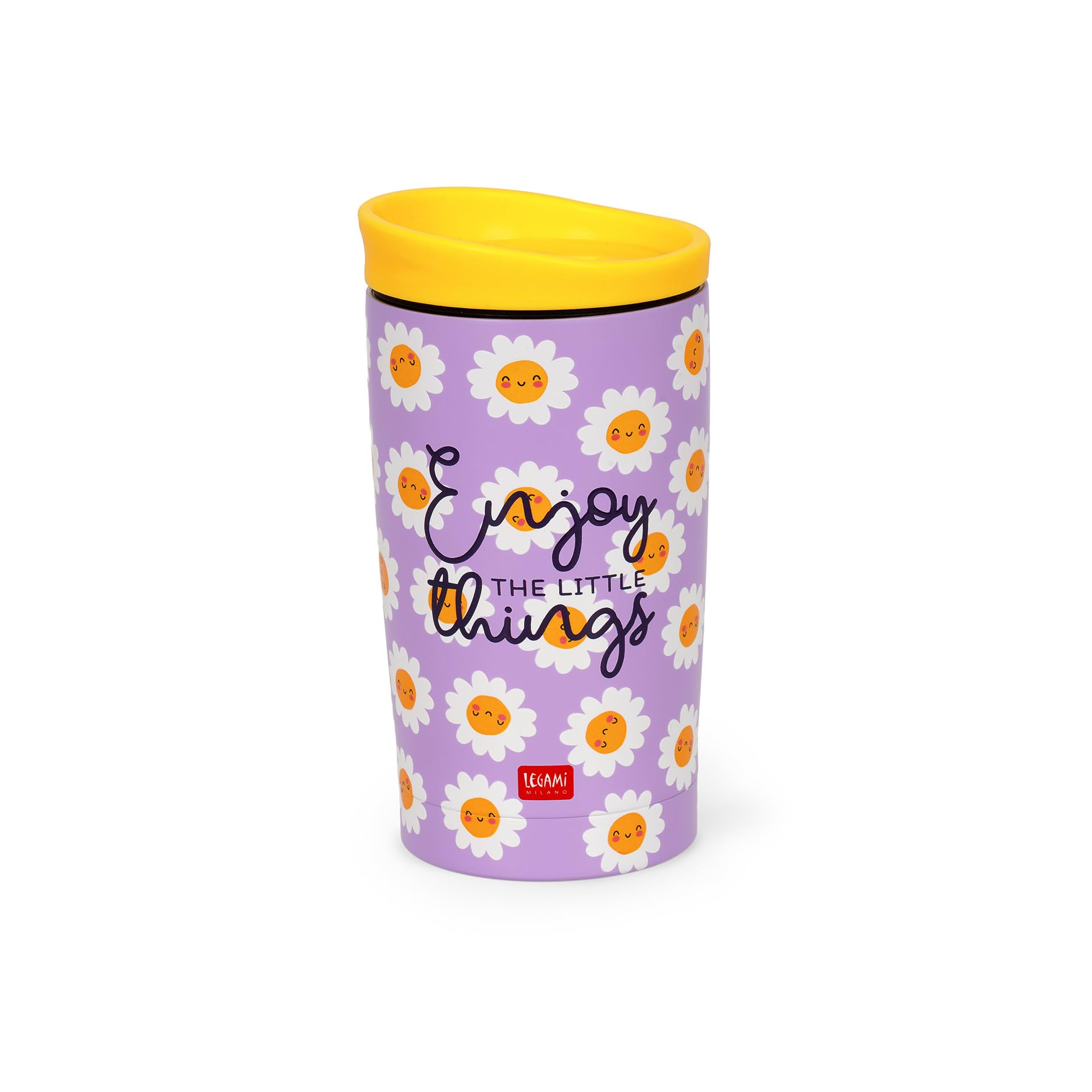 Legami - Taza térmica Hot&Cold Vacuum Tumbler, Daisy, cierre hermético, de acero inoxidable, para todo tipo de bebidas, capacidad 275 ml