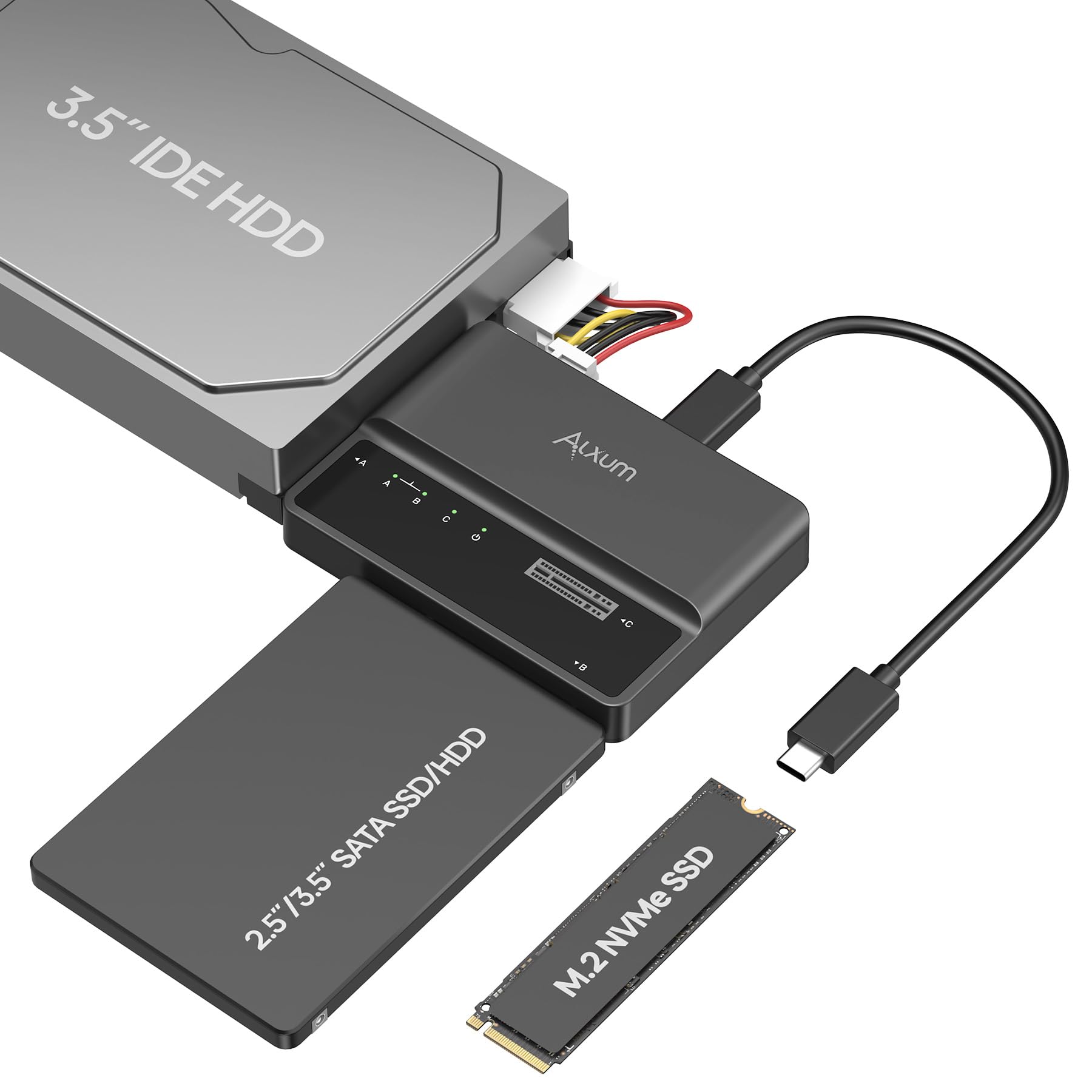 Alxum Adaptateur M.2 NVME SATA IDE USB 3.1 10Gbps vers HDD/SSD