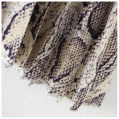 Dawery Women Snake Print Pleated Skirt Drawstring Tie Elastic Waist Ladies Casual Mid Calf Skirts3