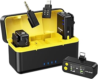 FULAIM X5M Wireless Lavalier Mikrofon Set mit Ladeetui, Plug & Play Ansteckmikrofon, DSP Rauschunterdrückung, Echtzeit-Mon...