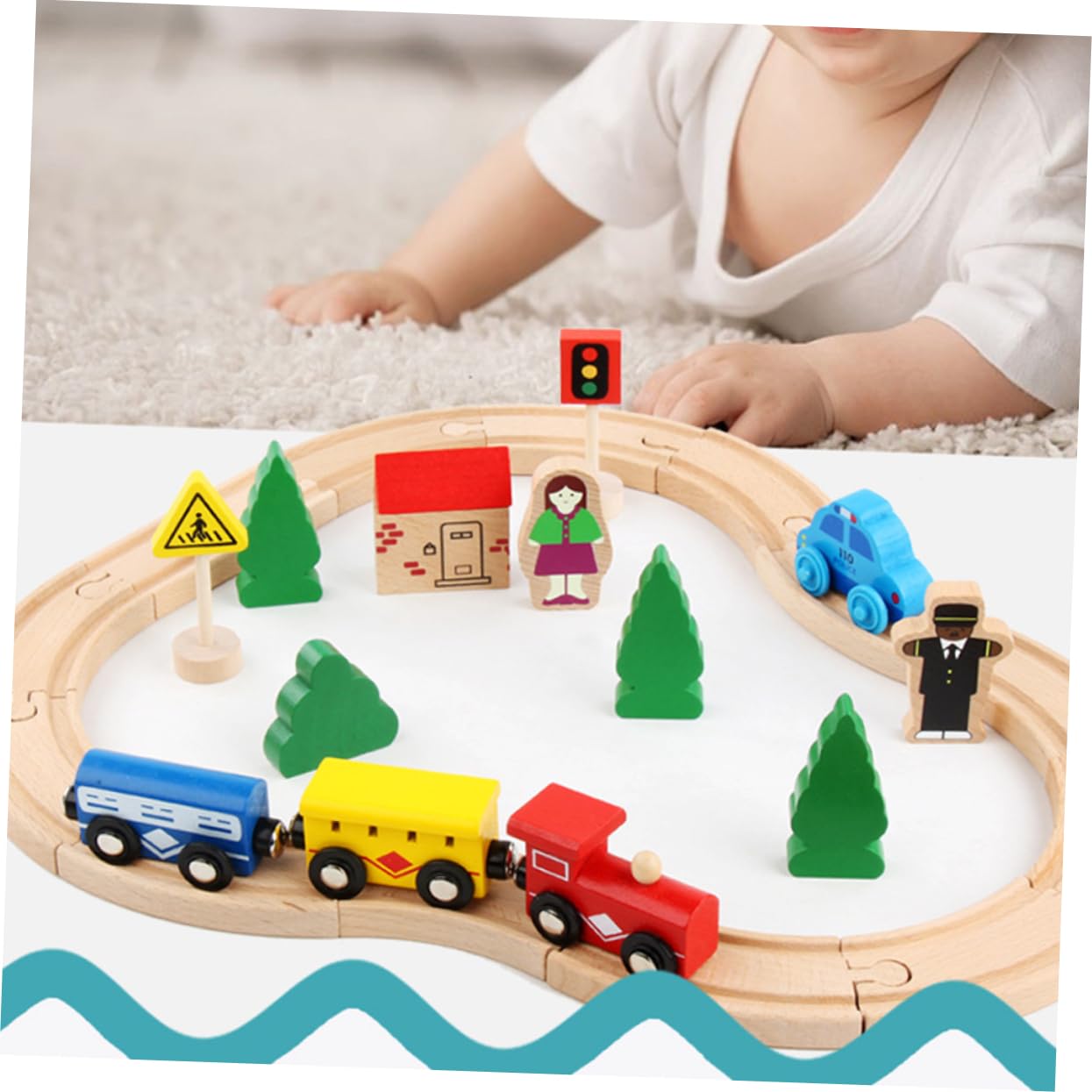 INOOMP Puzzle Per Ragazzo Ragazza in Legno Giocattoli Educativi Per Ragazzo Ragazza Puzzle Binario Del Treno e Alcuni Vagoni Set Di Vagoni Ferroviari in Legno Di Faggio in Continua Evoluz
