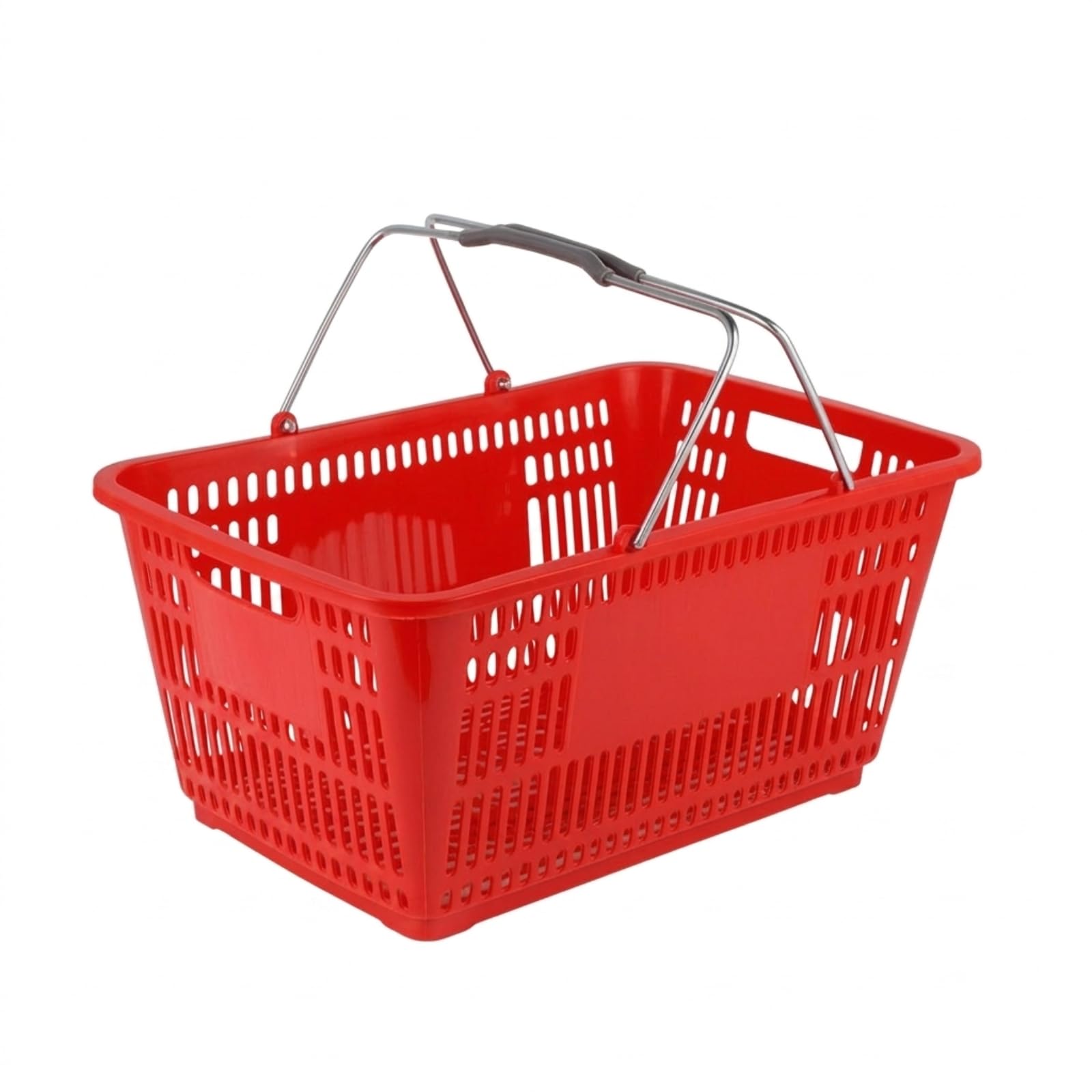 Supermarkt-Einkaufskorb Stapelbar Einkaufskorb mit Tragegriff Perforiert Plastikkorb mit Metallbügel für Einkauf, Küche, color to 2, Groß