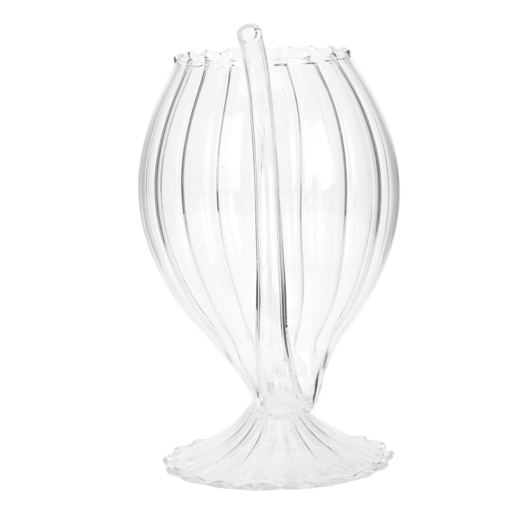 SHOWERORO 1pc Creative Glass Cup with Tube Straw Transparent Wine Drinking Glass for Parties Cocktails and More Safe Healthy and Convenient for Wine and Celebrations