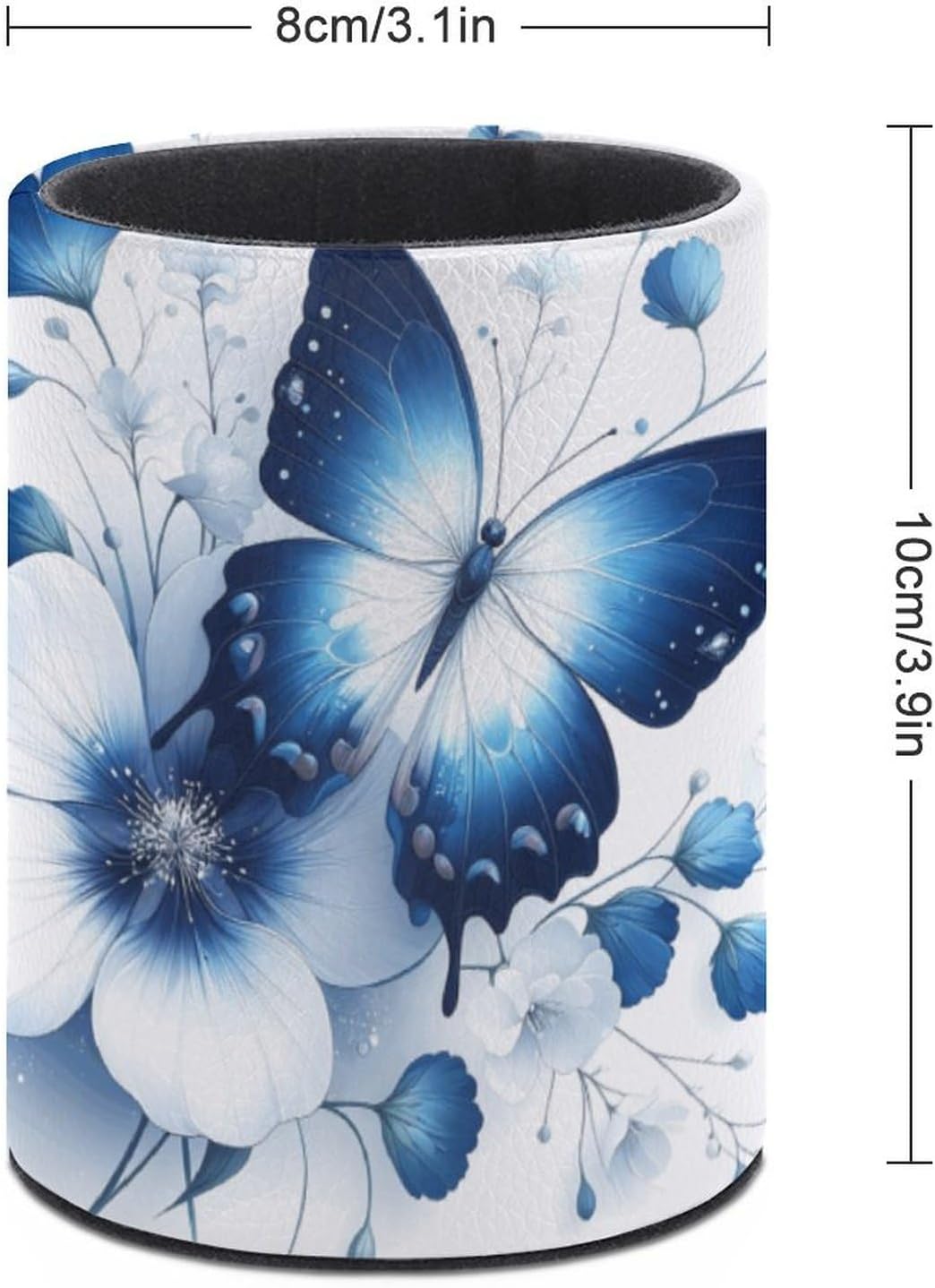 Blue Butterfly Flowers Cute Pen Holder for Desk Large Capacity image 2