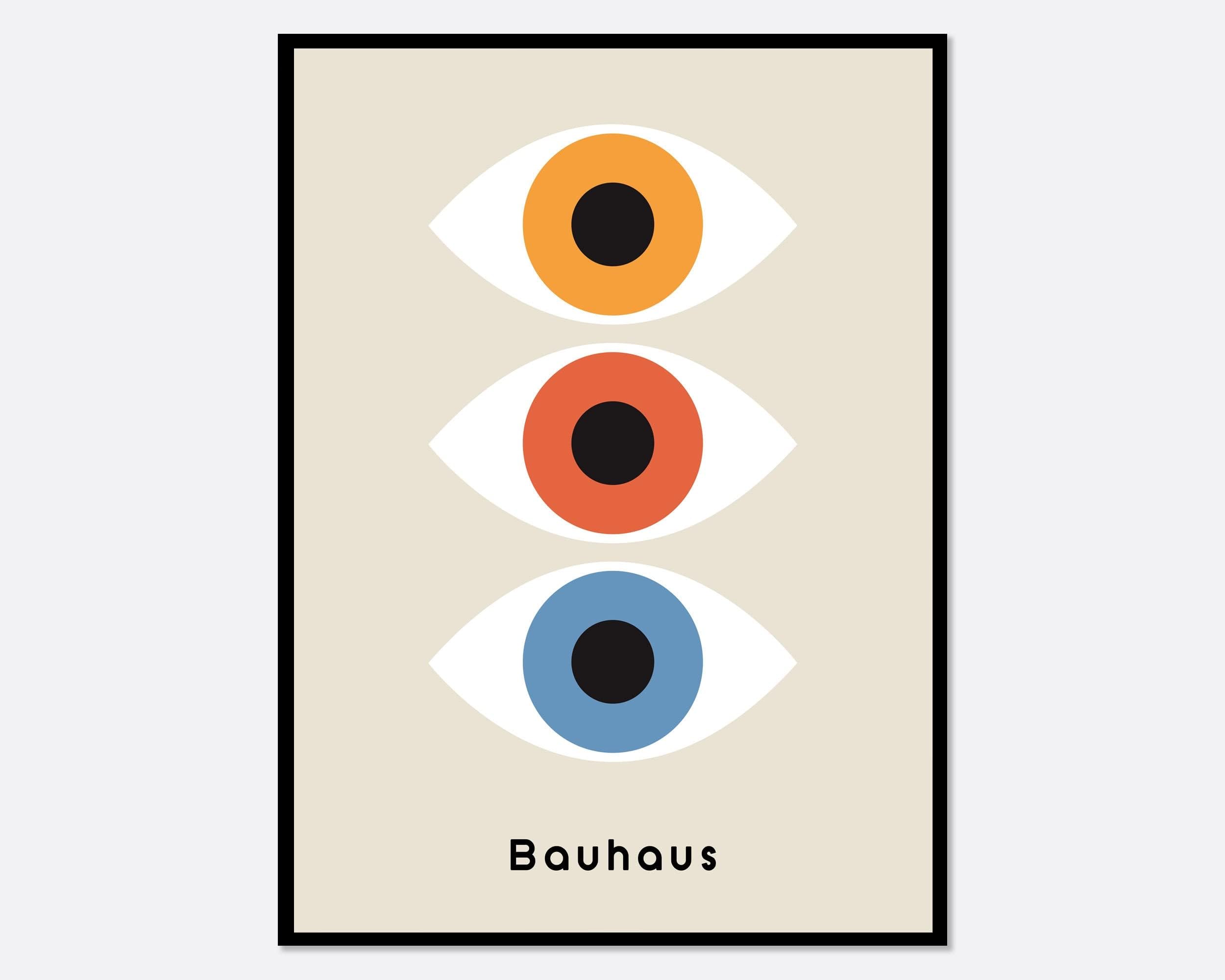 Bauhaus Print, Bauhaus Poster, Bauhaus 1919 Geometric Colorful Eyes Art Print | Bauhaus Ausstellung Weimar, Mid Century Geometric Print BH33