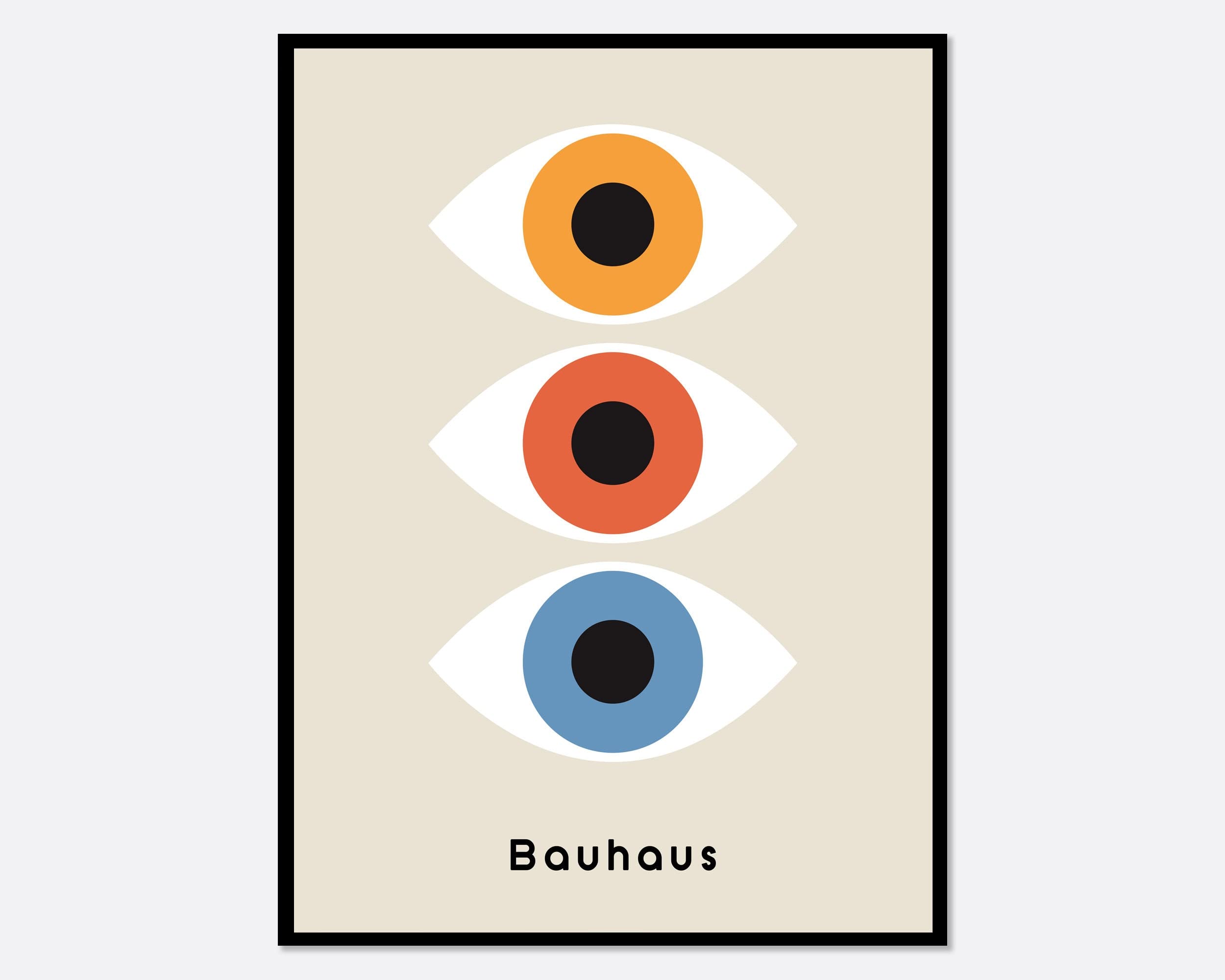 Bauhaus Print, Bauhaus Poster, Bauhaus 1919 Geometric Colorful Eyes Art Print | Bauhaus Ausstellung Weimar, Mid Century Geometric Print BH33