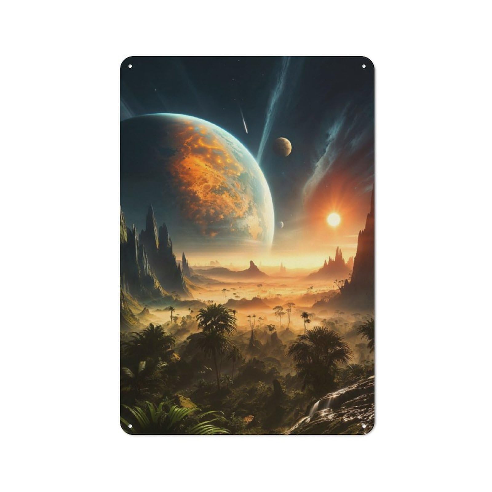 Junmoney Extraterrestrial Paradise Tin Wall Plaque 30X20cm With For Studio Or Craft Room, For Cooler-Season Styling In Studio And Craft Room