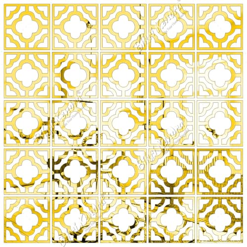 Image of Bikri Kendra - 25 Border Golden Decorative Mirror Stickers for Wall, Wall Mirror Stickers, 3D Acrylic Stickers Wall Stickers for Hall Room, Bed Room, Kitchen Living Room Kids Room.