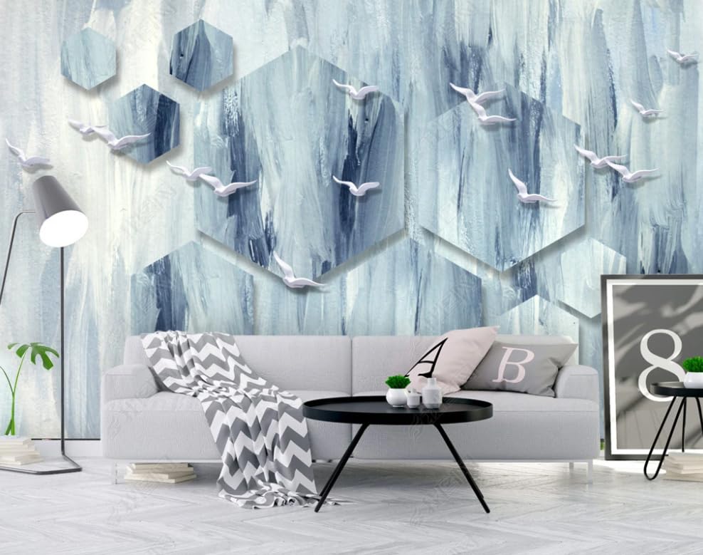 Papier peint intissé oiseau au design abstrait pour salon élégant