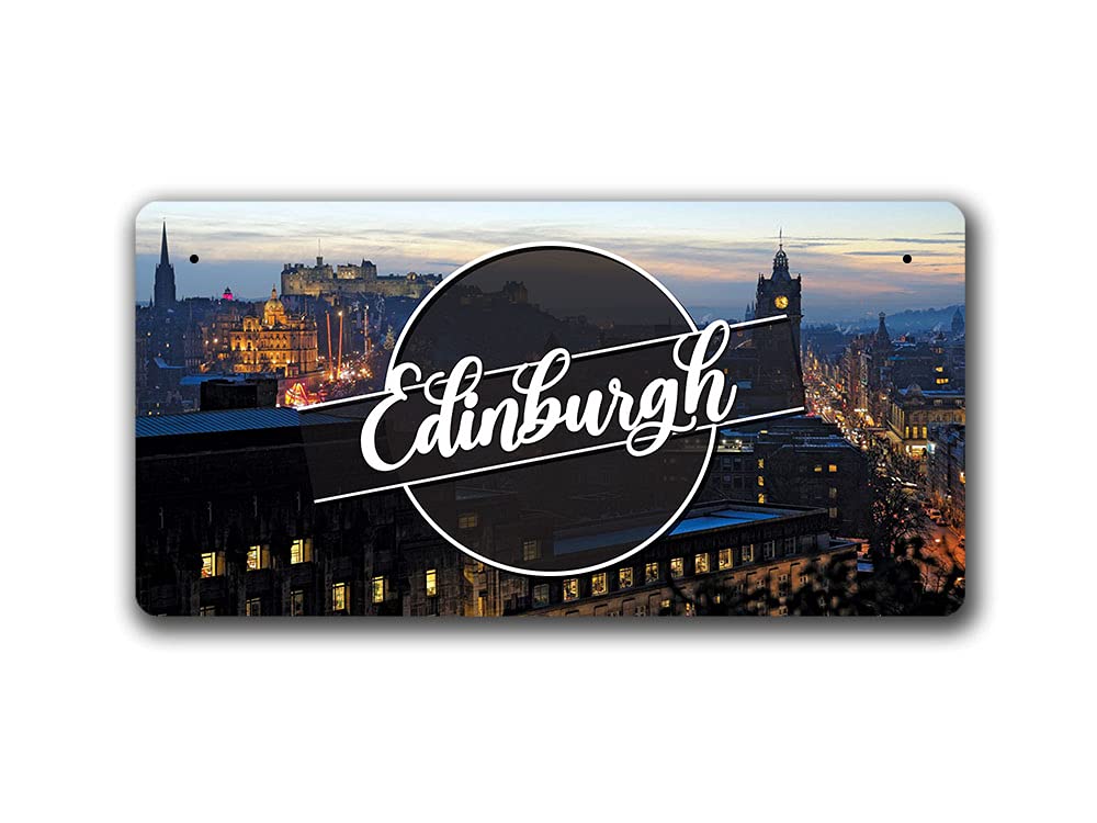 Mcmug White - Edinburgh Night Landscape - Scotland - Metal Sign, Decorative Sign, 200Mm X 100Mm