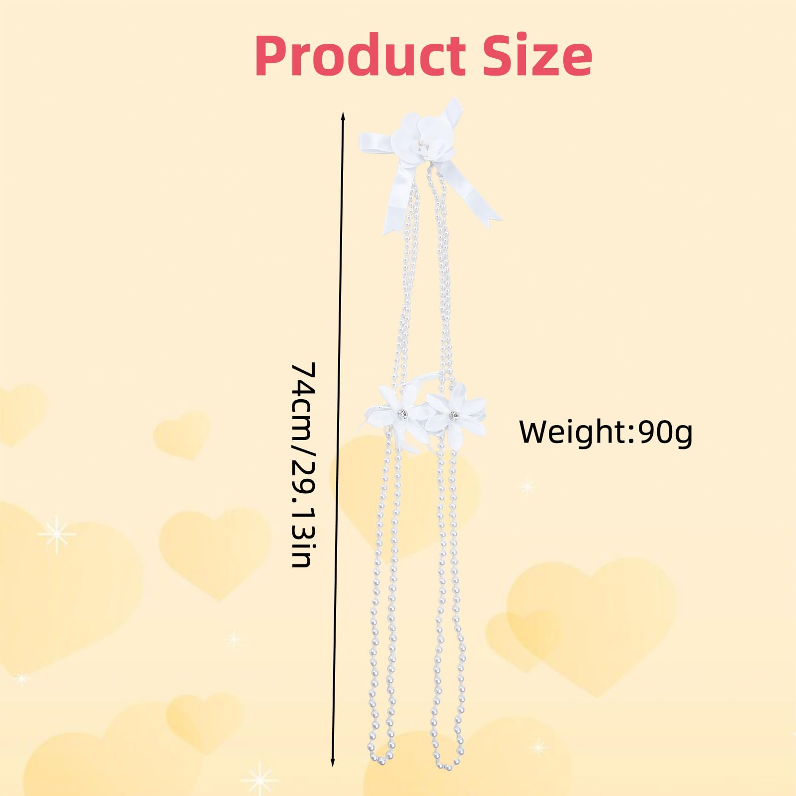 NICENEEDED White 29 Inch Pearl Wedding Lasso Rope, Bowkont Rope Lazo Celtic Hangfasting Cord - Image 2