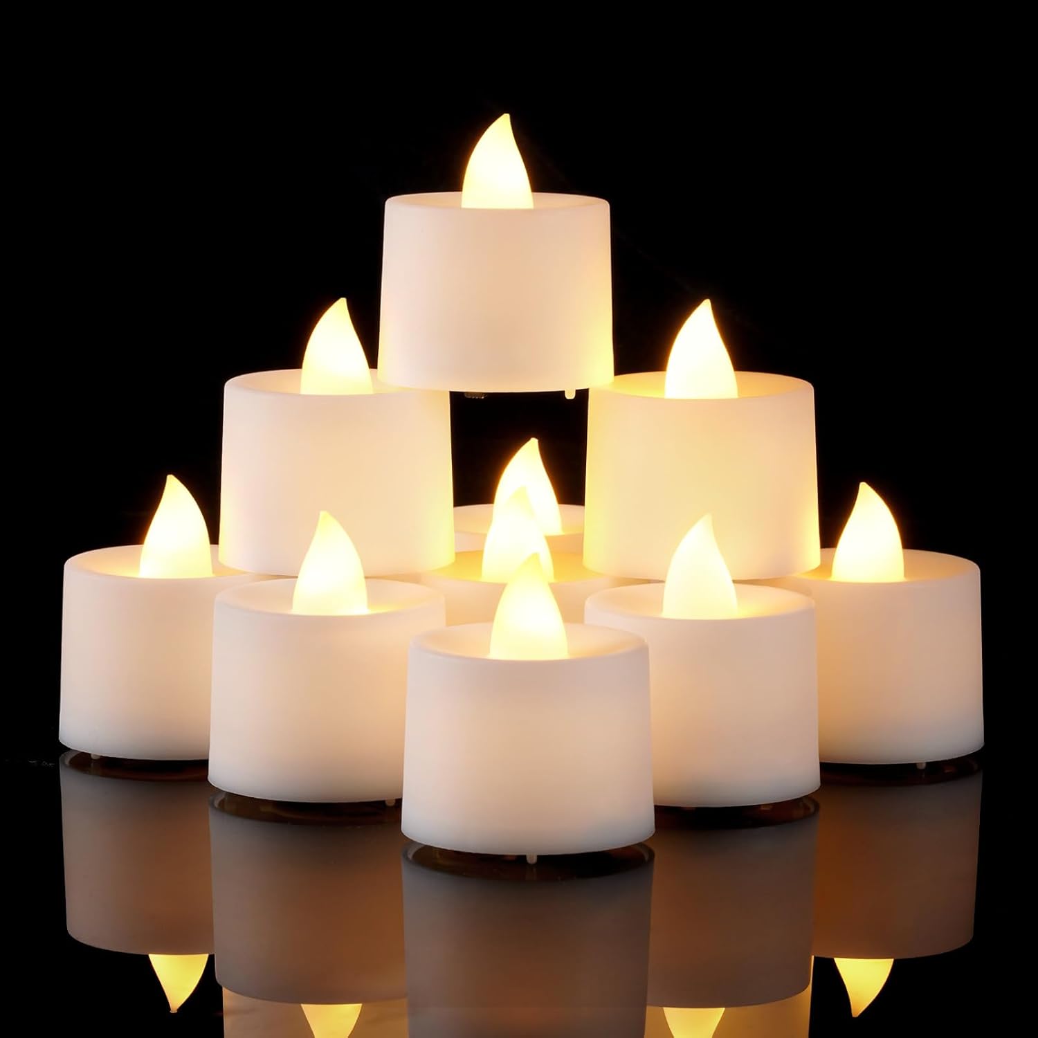 Amagic 100 Pack LED Tea lights, Flameless Votive Candles, Lasting Electric Fake Small Candles, Battery Operated Tealights Candles for Halloween, Christmas, Home Decor, Wedding, Party, Festival (White)