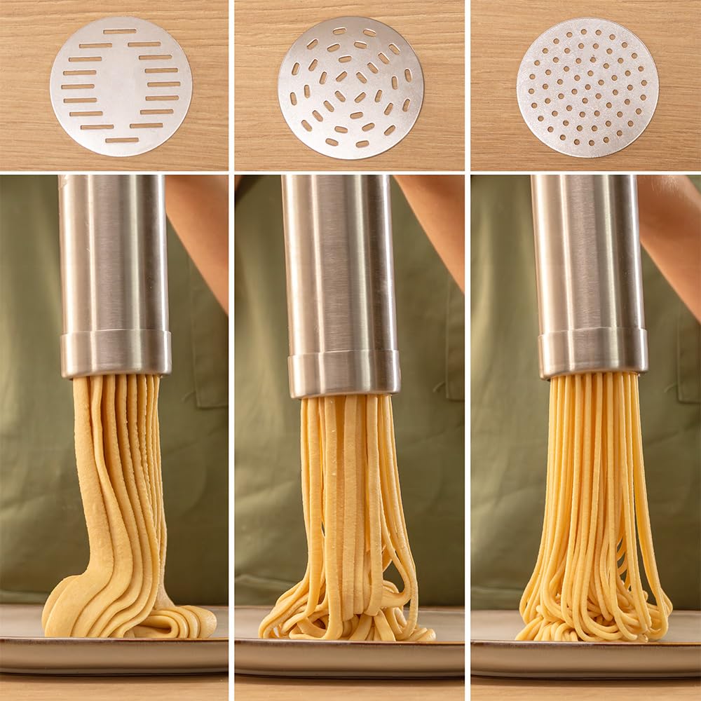 Cecotec Machine à Pâtes et Churros sans Fil Fun EasyPasta. 40 W, Capacité 200 g, 3 Disques Inclus, Prépare des Nouilles ou Noodles, Spaghettis et Tagliatelles, 50 Utilisations par Charge de Batterie