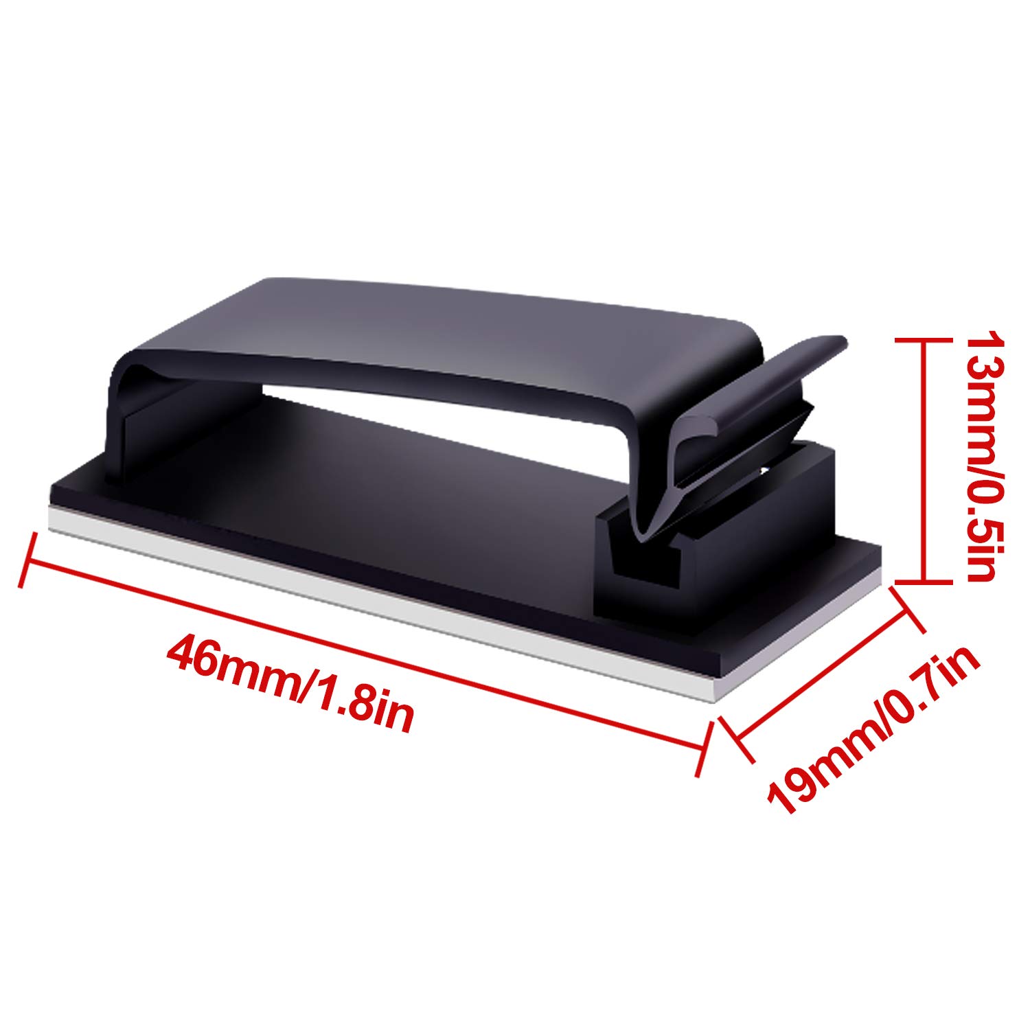 BQTQ 75 Pack Cable Management Clips Black Self Adhesive Cable Clips Wire Organizers Cord Holders