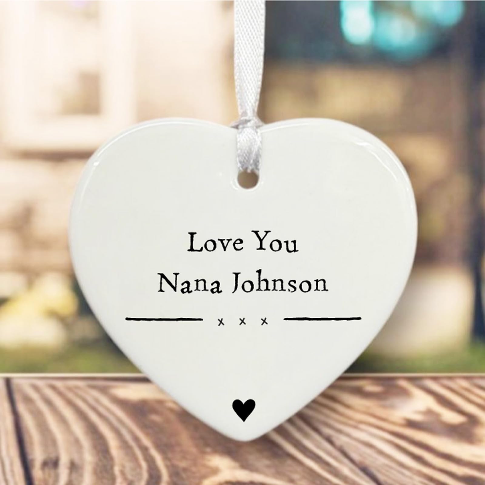 Luck and Luck Personalised Porcelain Heart Love You Nana Nan, Family Keepsake Token Gift, Custom Hanging Heart with Name Message
