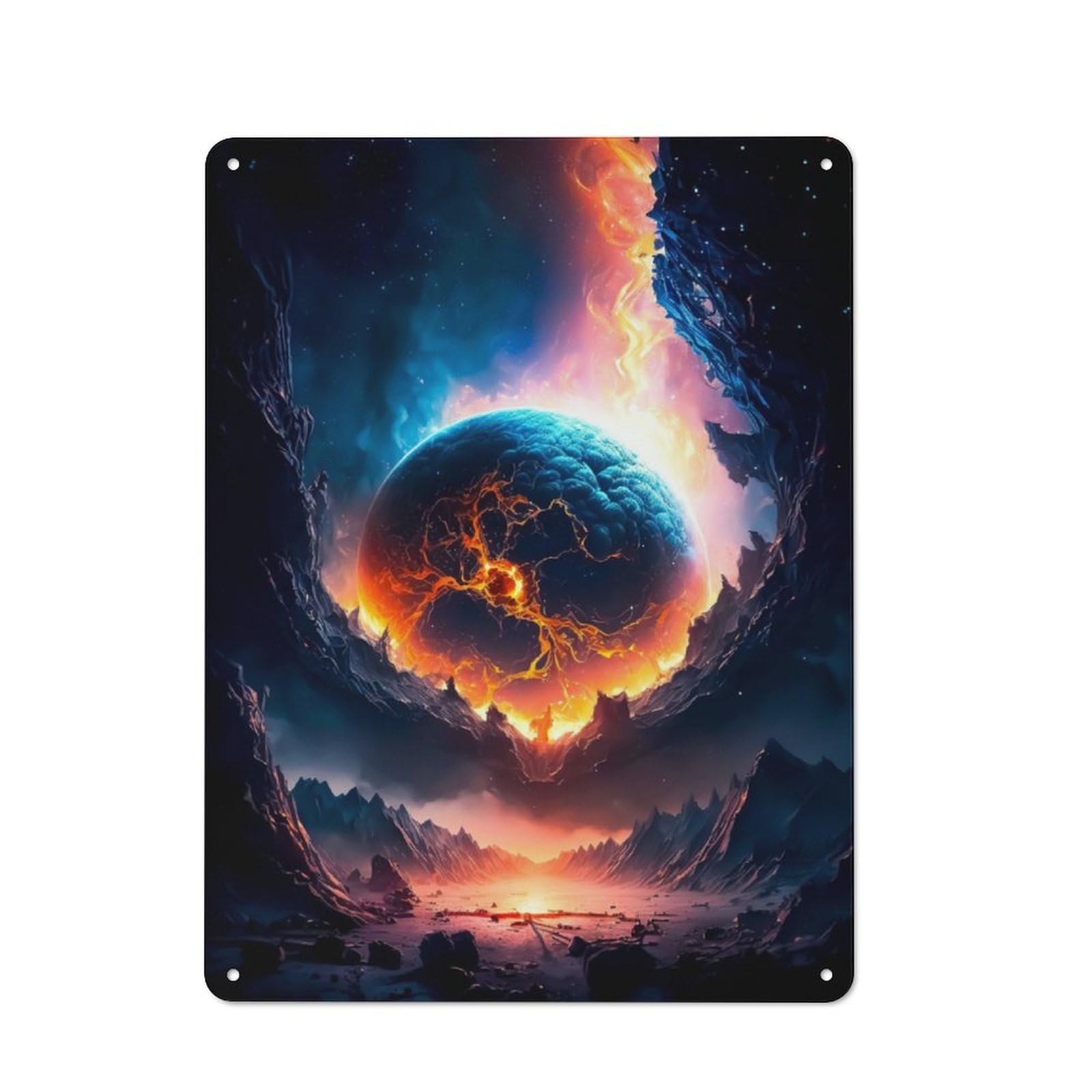 Junmoney Magma Planet Tin Wall Plaque 40X30cm With For Bar Or Restaurant, Autumn Wall Decor For Hospitality Decor Collectors
