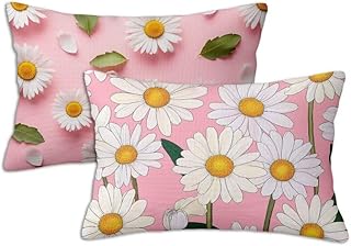 Funda Cojin 80 x 120 cm, Lila Cojines Exterior Impermeable Fundas de Almohada con Cremallera Invisible, Juego de 2 Rectangular Impermeable de Lino Sofá Almohadas para Exterior Jardin Lumbar Flor S442