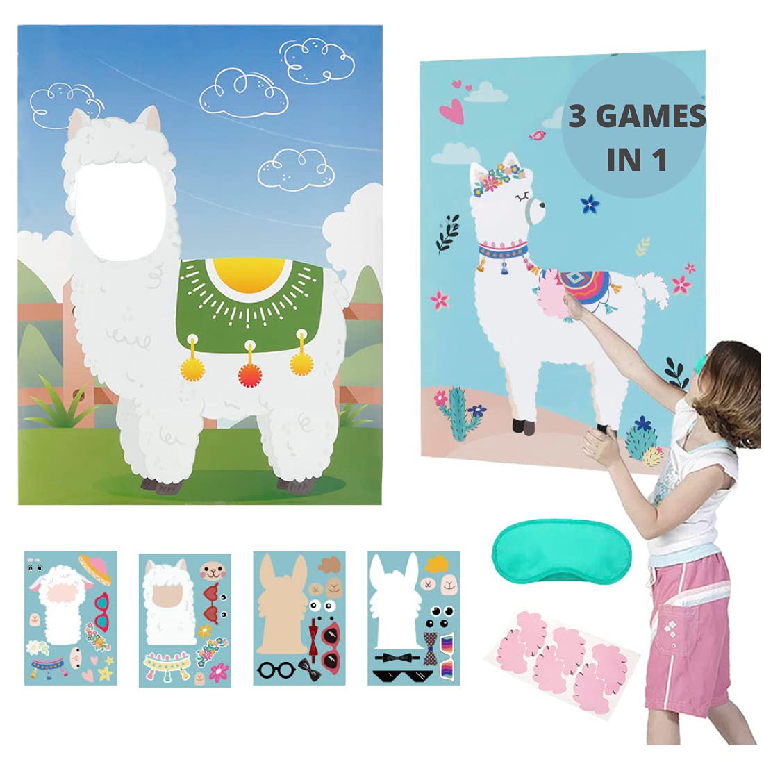 Buy Gerrys 3 in 1 Best Selling Llama party Games Pack, Pin The Tail On