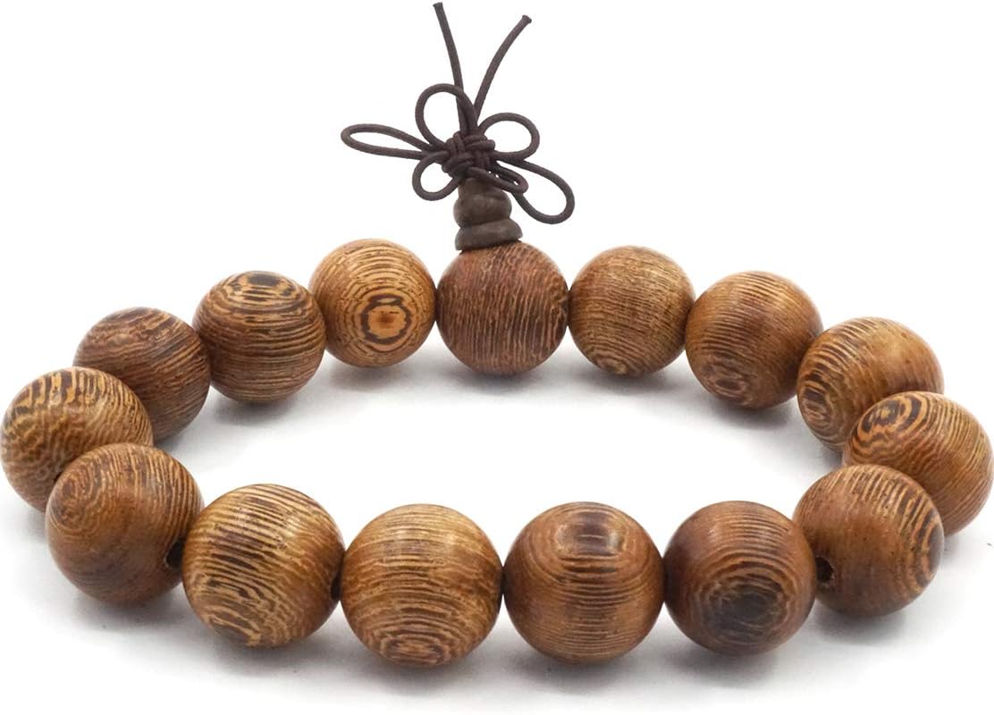 Mala Bead Bracelet Tibetan Buddhist Buddha Prayer Meditation Elastic 15mm Large Sandalwood Beads Men Bracelet