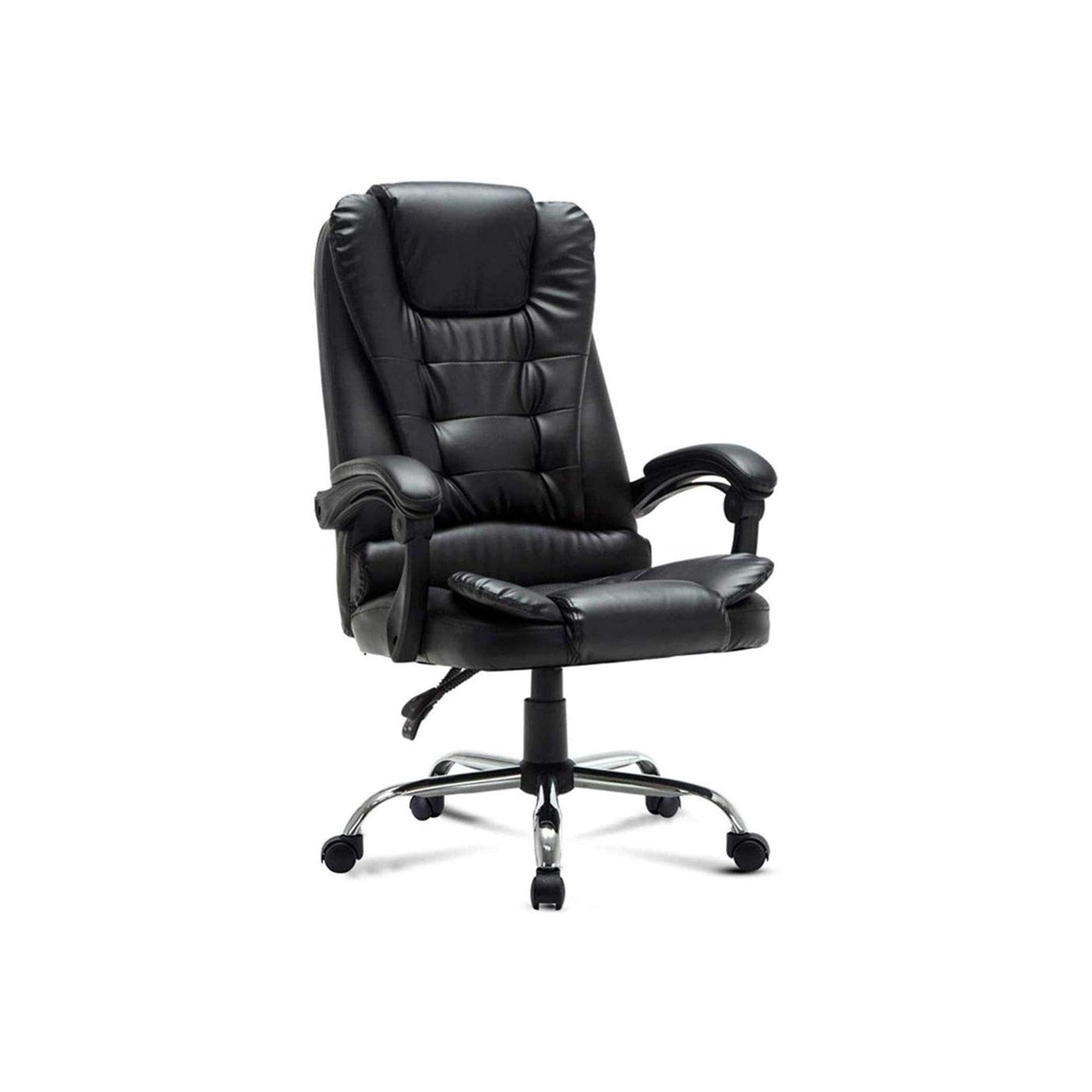 HTTGDGDH Ergonomic Leather Office Chair Adjustable Height Executive Swivel Chair With Armrests 150Kg Weight Capacity Home Desk Chair,A