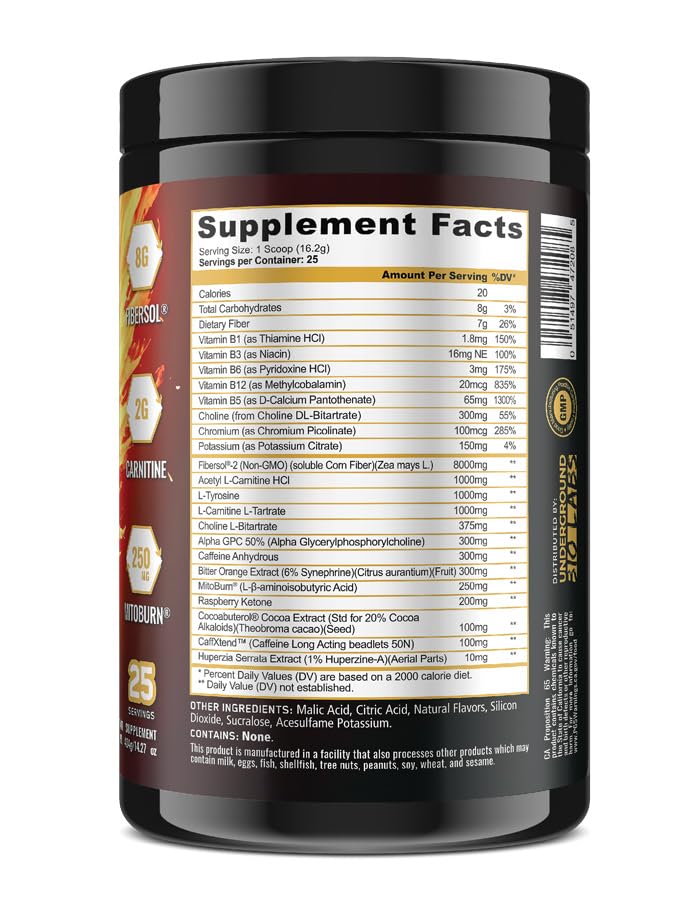 Image of Underground Bio Labs: Panda Burn MAX Enhance Your Strength, Energy, Focus with Dual Source Caffieine (350mg), Alpha GPC, and MitoBurn (Peach Berry Lollipop)(25 Servings)