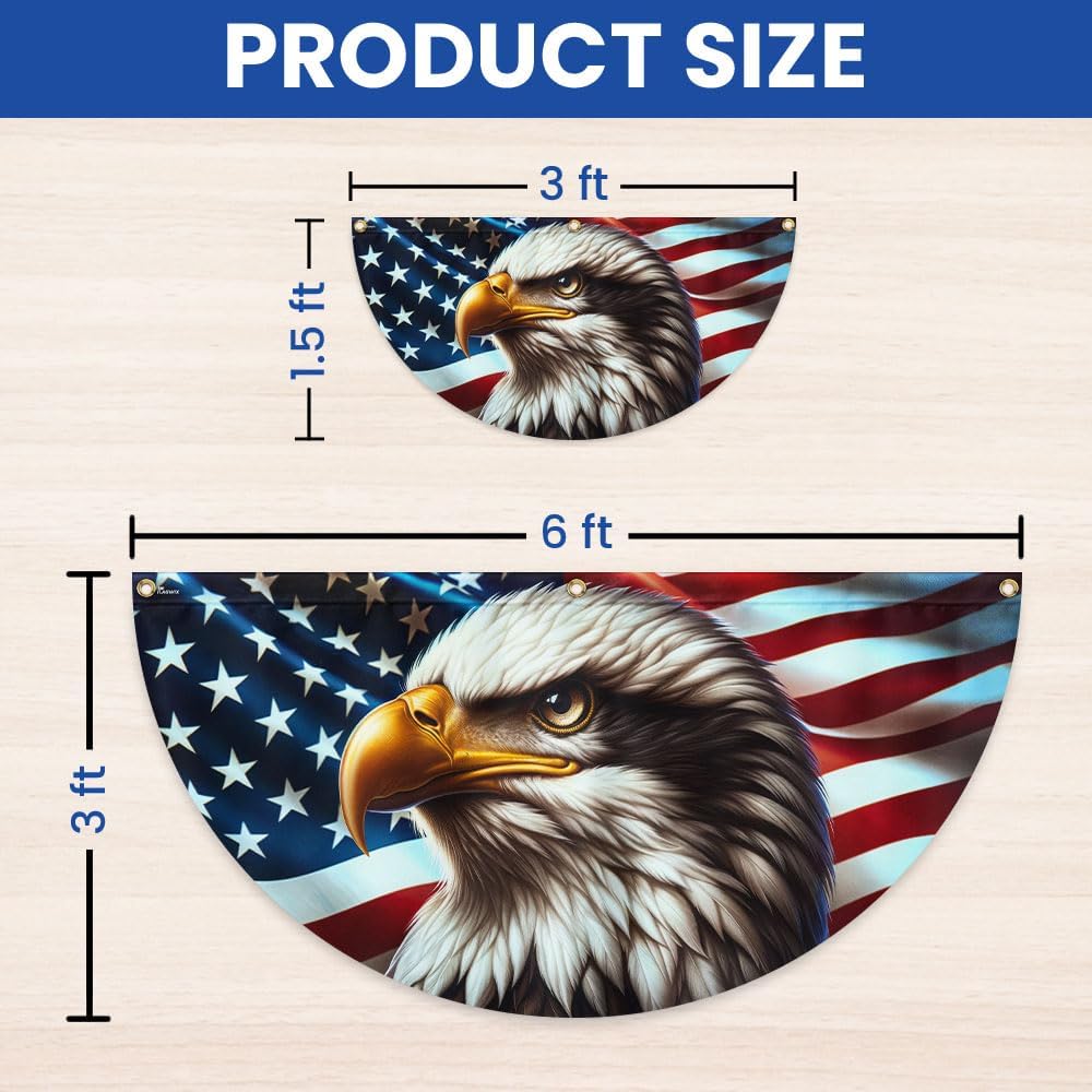 FLAGWIX American Flag Patriotic Eagle American Non-Pleated Fan Flag TQN2879FL, 3x6 ft, 1 Pack Suitable for Outdoor and Indoor