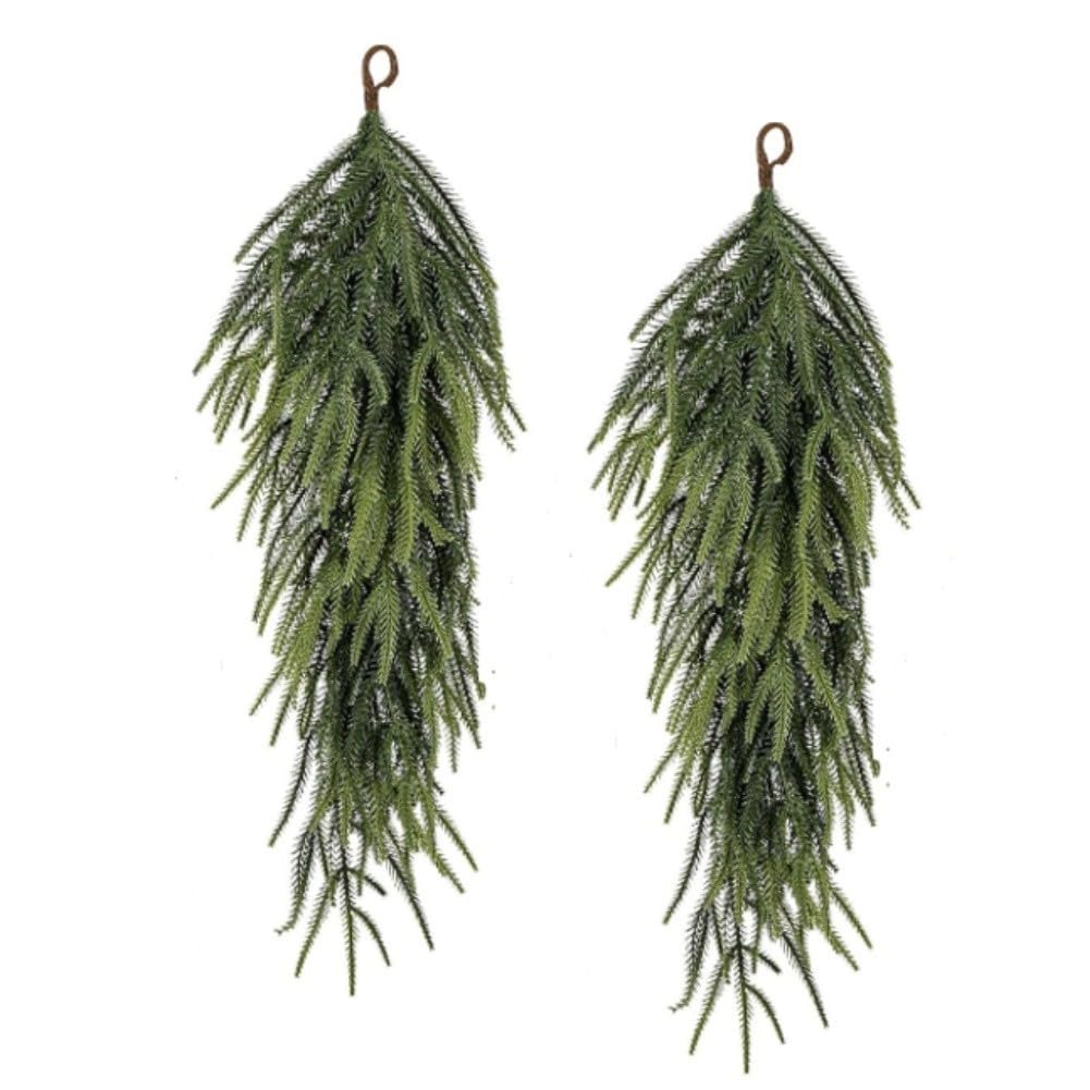 Pino Norfolk artificial de 75 cm para colgar en pared, pack de 2 árboles de Navidad verdes