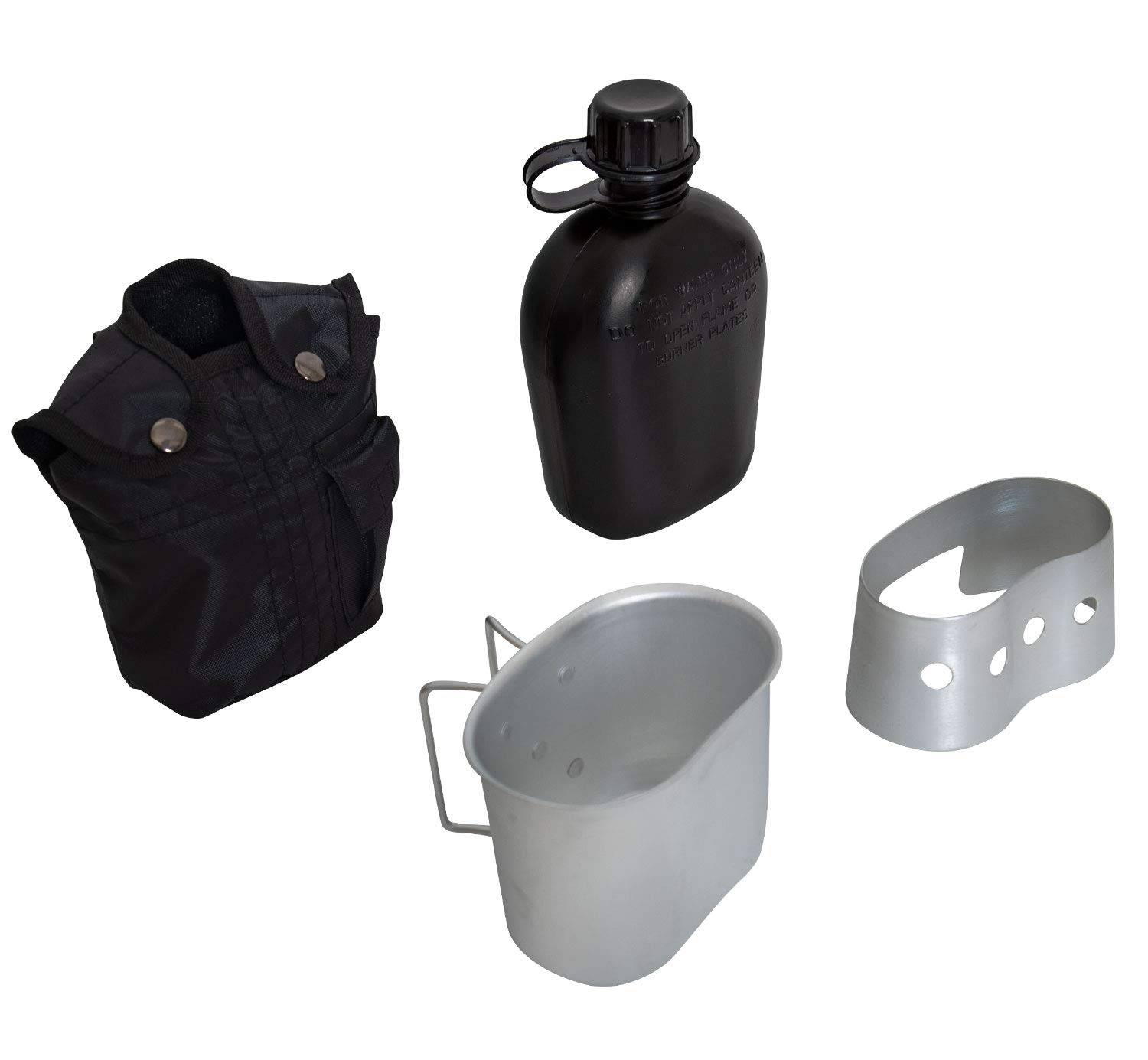 Rothco 4 Piece Canteen Kit with Cover, Aluminum Cup & Stove/Stand - Camping Canteen with Cooking Kit