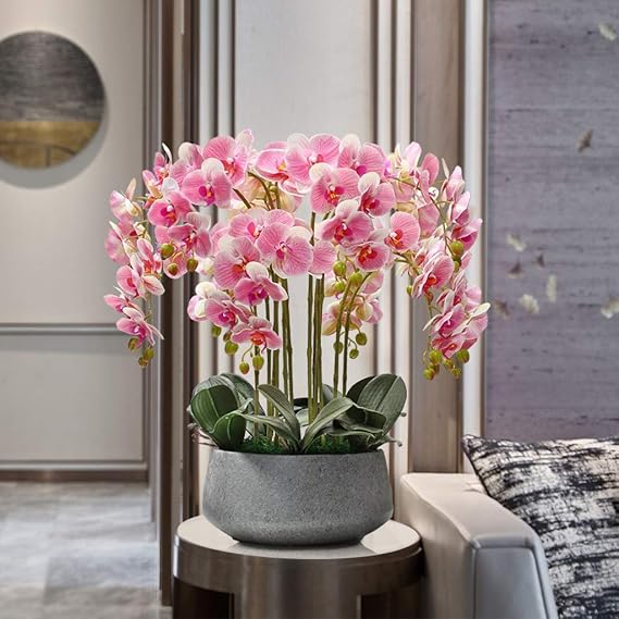 Artificial Flower in Pot Artificial Flowers with Ceramics Vase Furnishing Decoration Potted Plants Butterfly Orchid Set for Home Decorent.
