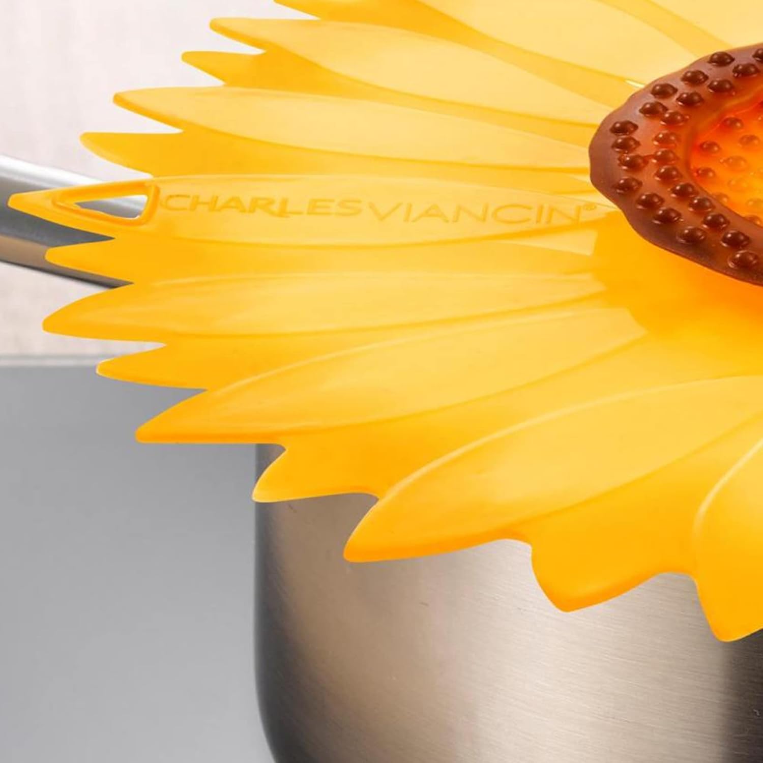 Charles Viancin - Sunflower Silicone Lid for Food Storage and Cooking - 11''/28cm - Airtight Seal on Any Smooth Rim Surface - BPA-Free - Oven, Microwave, Freezer, Stovetop and Dishwasher Safe