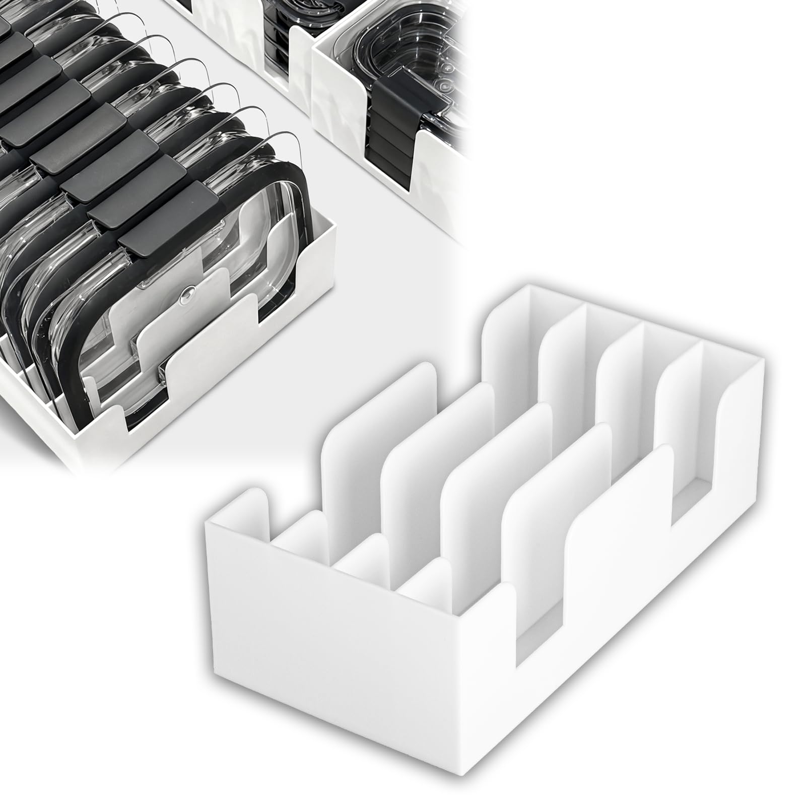 Tapa apilable para contenedores de alimentos Brilliance, estante de almacenamiento para armario de cocina, ahorra espacio (capacidad para tapas de 1112 ml)