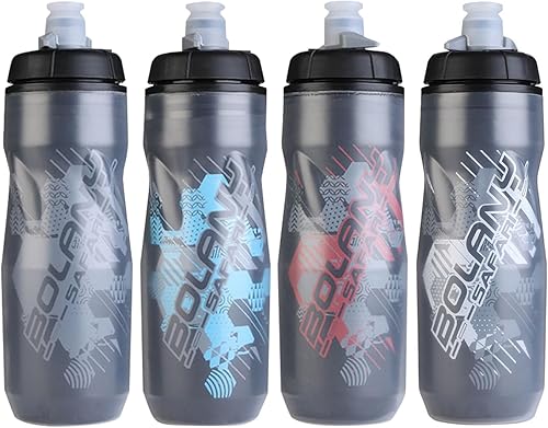 Miniatura 8 de BOLANY Botella de agua para bicicleta de doble pared, 22 onzas, botella de agua deportiva con tapa fácil de abrir para empujartirar de silicona PP5