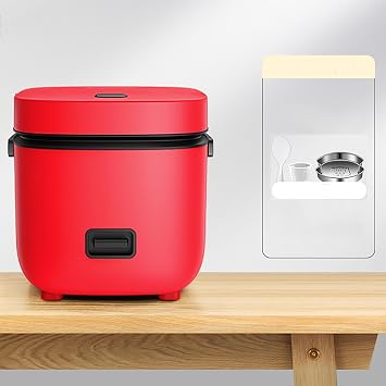 Rice Cooker Steamer for 2 Electric Bowl Cooker 1.2 L with Keep Warm Function,Red