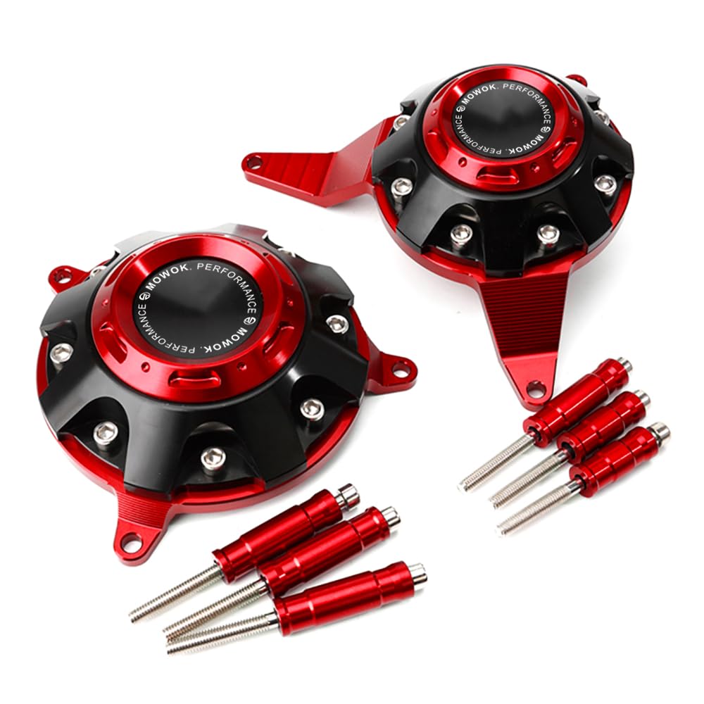 MOWOK Accessoires de Moto pour Kawasaki Z900 Z 900 SE 2017-2021 2022 2023 2024 Couvercles de Moteur Protecteurs Housses de Protection de Stator Carter Curseur Anti-Chute (Rouge)