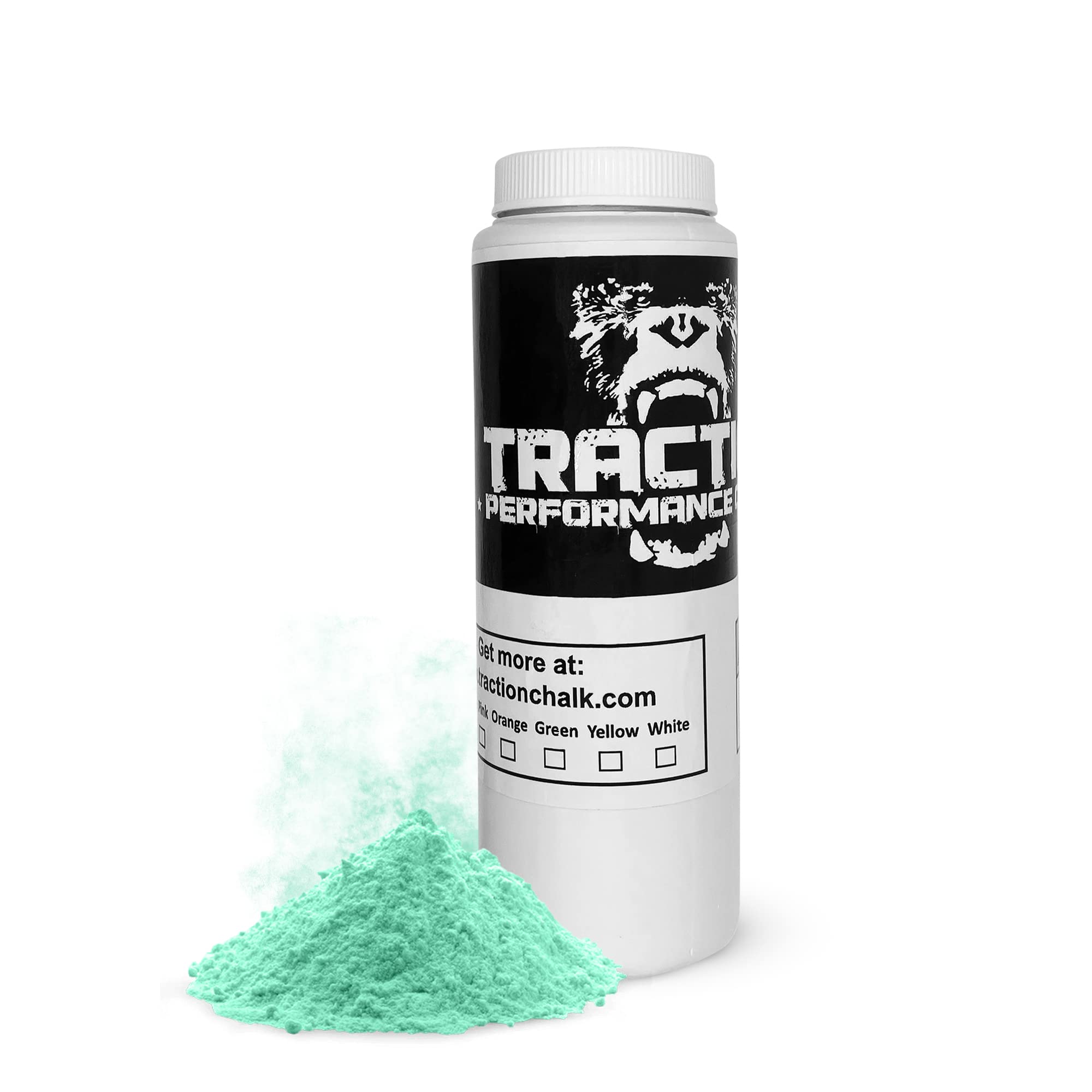 Traction Performance Colored Gym Chalk | Powder Chalk for Gymnastics, Rock Climbing, Weight Lifting & Workouts - Firm Grip Soft Chalk Lifting Powder in Vibrant Colors - Made in USA | 8 oz.