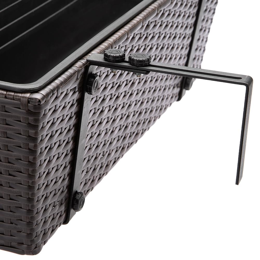 Casaria® Blumenkasten 4er Set 11 Liter Montagehalterung Indoor Outdoor Geländerkasten Balkonkasten Pflanzkasten braun