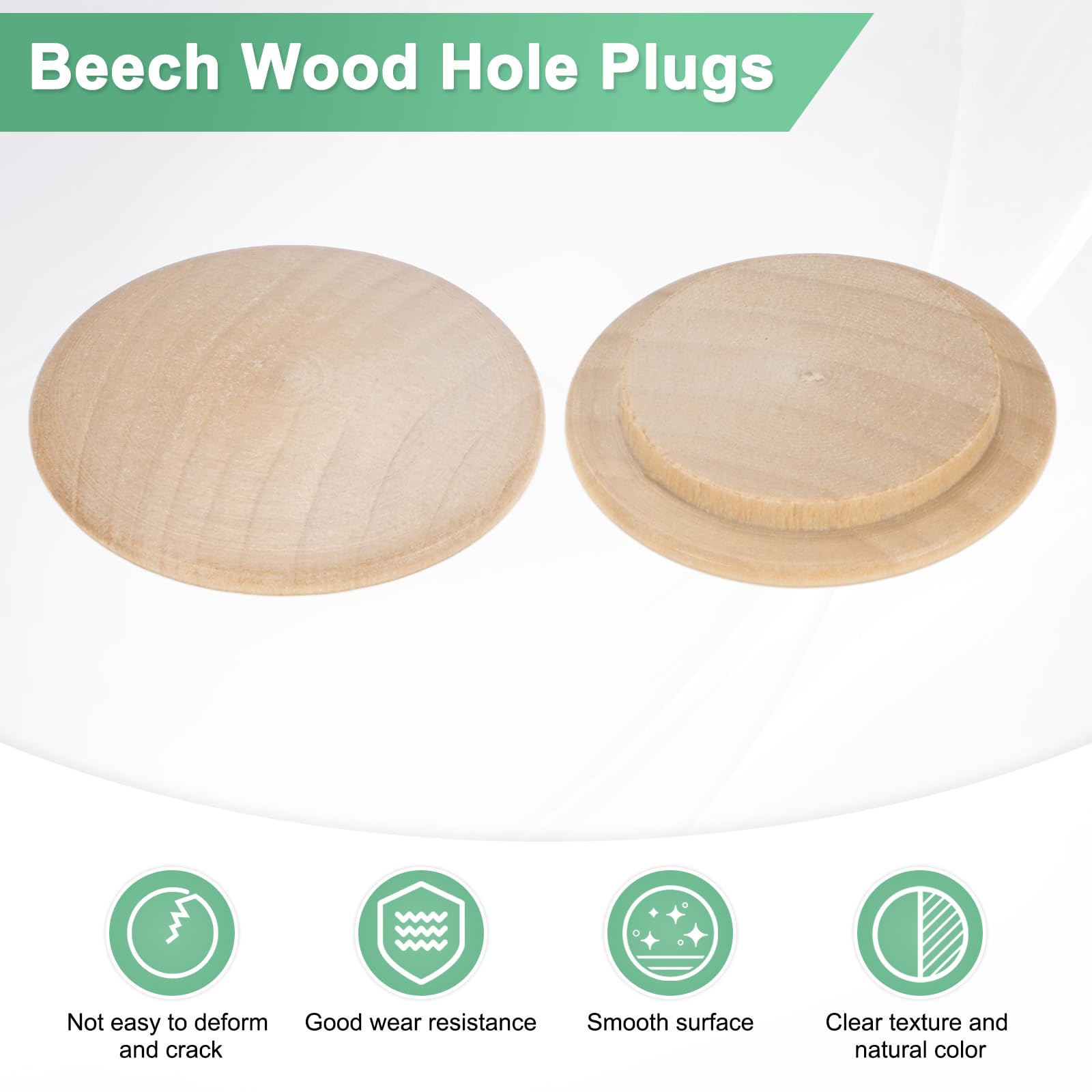 M METERXITY 25-Pack Wood Plugs for Screw Holes 40 x 30mm Beech Button Wood Top Plugs for Furniture/Stair/Chair/Craft - Image 2