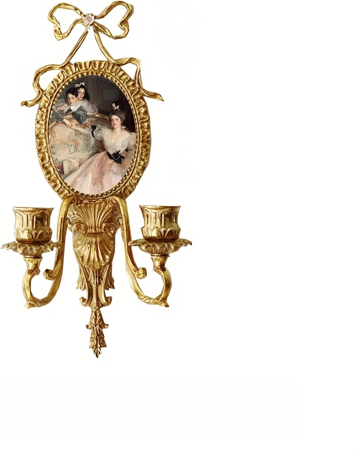 Bow Sconce Brass Gold Candle Sconces,Antique Heavy Duty Candle Holder,Wall Mounted Home Decoration,for Living Room,Dining Room, Bedroom,Entryway（No Candle (Gold 2)