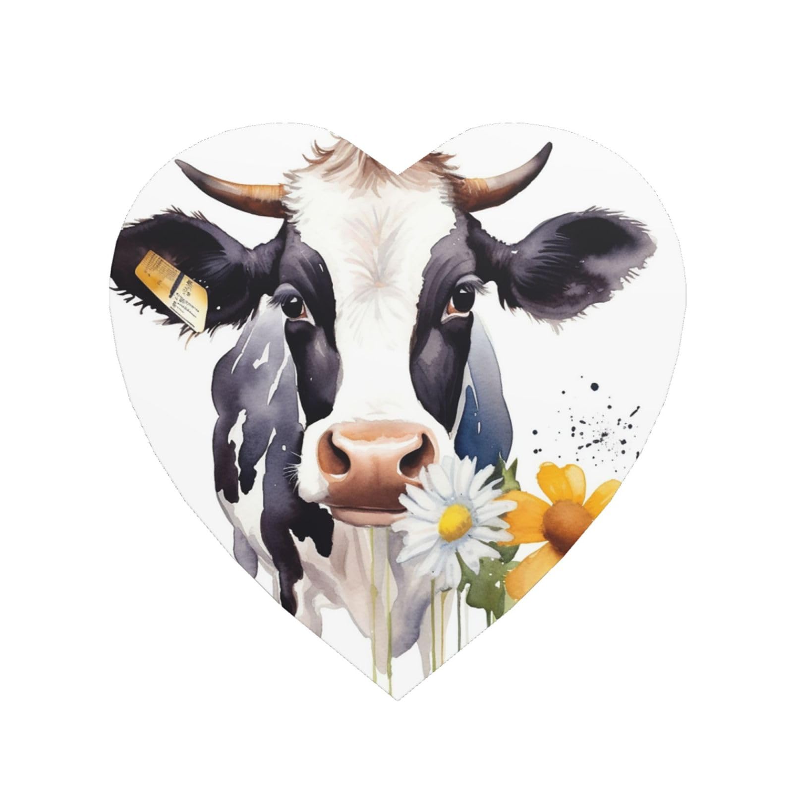 Fodpand Heart Shape Watercolor Cow And Daisy Flower Fridge Magnets, Strong Small Refrigerator Magnets Decorative Magnets For Kitchen Fridge Office Locker - Funny Magnetic Stickers Birthday Gifts