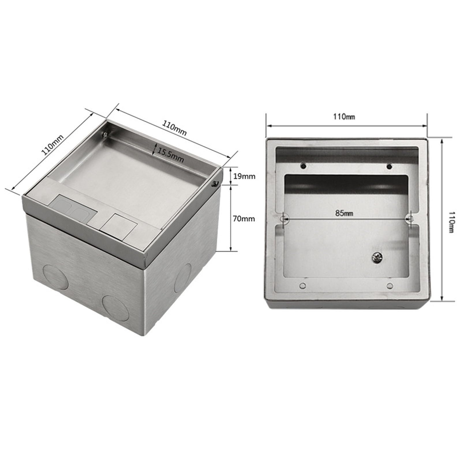 Wbudowane Gniazdo Podłogowe z Portem USB, Stal Nierdzewna, 250V, 16A, 4000W, IP40, Trudnopalne PC, do Wtyczki UE