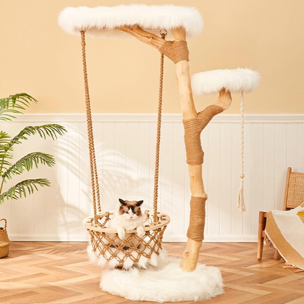 Katzenturm Kletterbaum for große Katzen, Schaukel, Hängematte, mehrstufige Unterteilung, Kratzbaum, wolkenförmiges Katzenspielzeug Aktivitätszentrum
