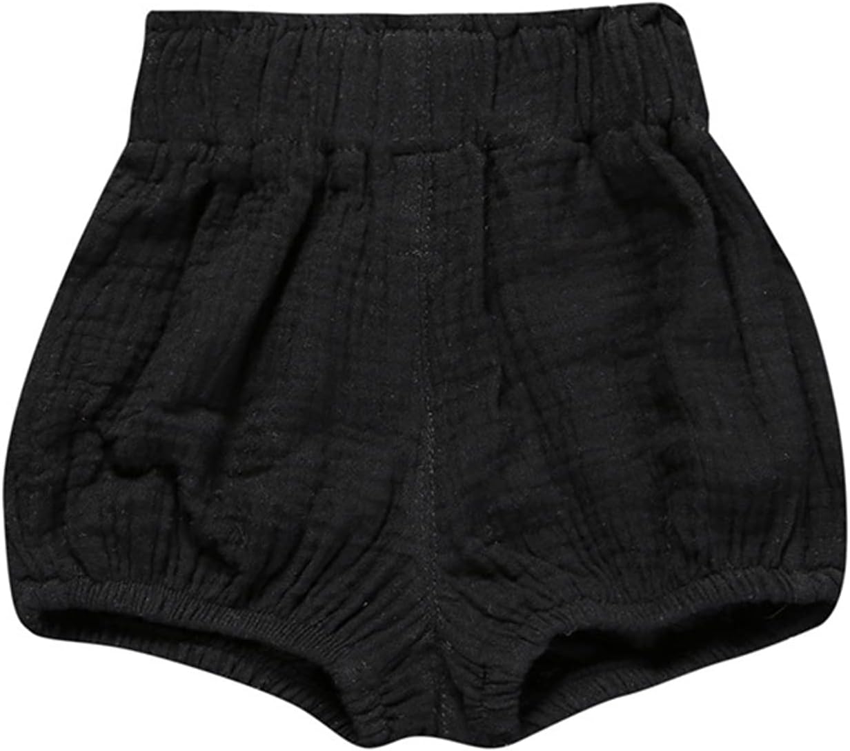 3PC Shorts Set Newborn Baby Girls Boys Pants Cotton Linen Blend Cute Floral Bloomers Triangle Shorts - Image 3