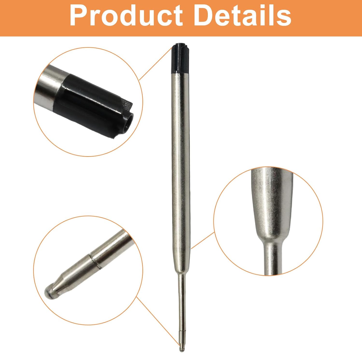 Jiozermi Metal Ballpoint Pen Refills, 12pcs, Black image 5