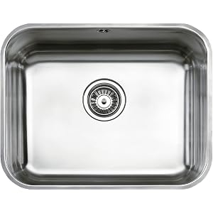 TEKA Fregadero de Una Cubeta en Acero Inoxidable 18/10 Bajo Encimera, Válvula Canasta 3 ½”, Profundidad 200 Mm, Modelo BE 50.40 Plus 1C