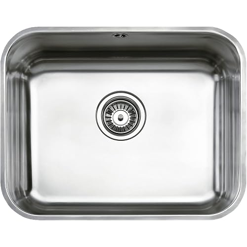 TEKA Fregadero de Una Cubeta en Acero Inoxidable 18/10 Bajo Encimera, Válvula Canasta 3 ½”, Profundidad 200 Mm, Modelo BE 50.40 Plus 1C