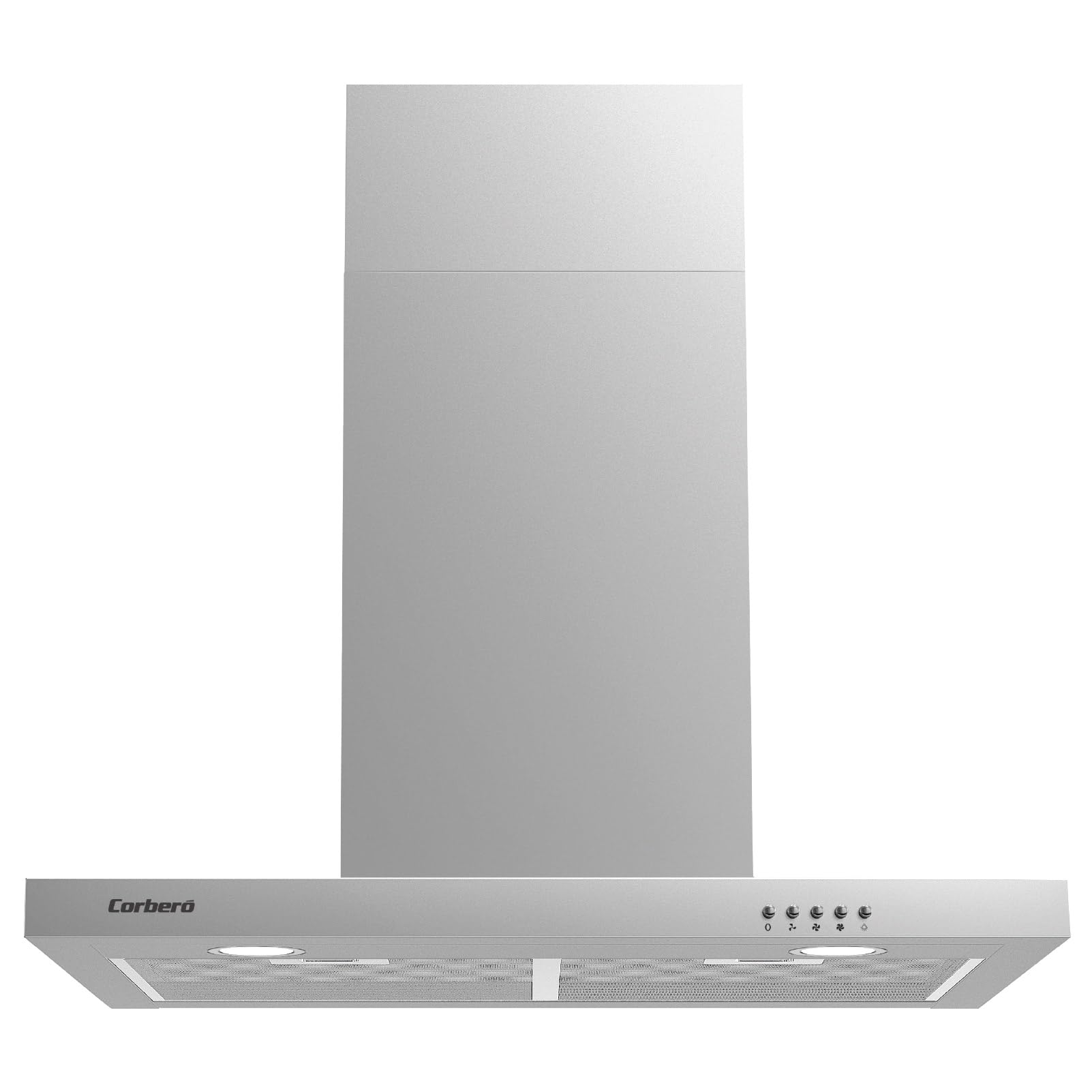 Corberó - Hotte décorative horizontale 70 cm | VOSTOK760X | Inox | Débit 647,7 m3/h | 165 W | 3 vitesses | 2 filtres en aluminium | Filtre charbon | Efficacité énergétique A, Inox