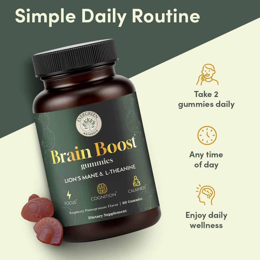 Lion’s Mane Mushroom Gummies 10:1 Extract with L-Theanine 200mg - Nootropic Cognitive Support for Focus, Memory & Calm Energy - Vegan, Non-GMO, Gluten-Free - Pomegranate Raspberry Flavor - 60 Count - Image 7