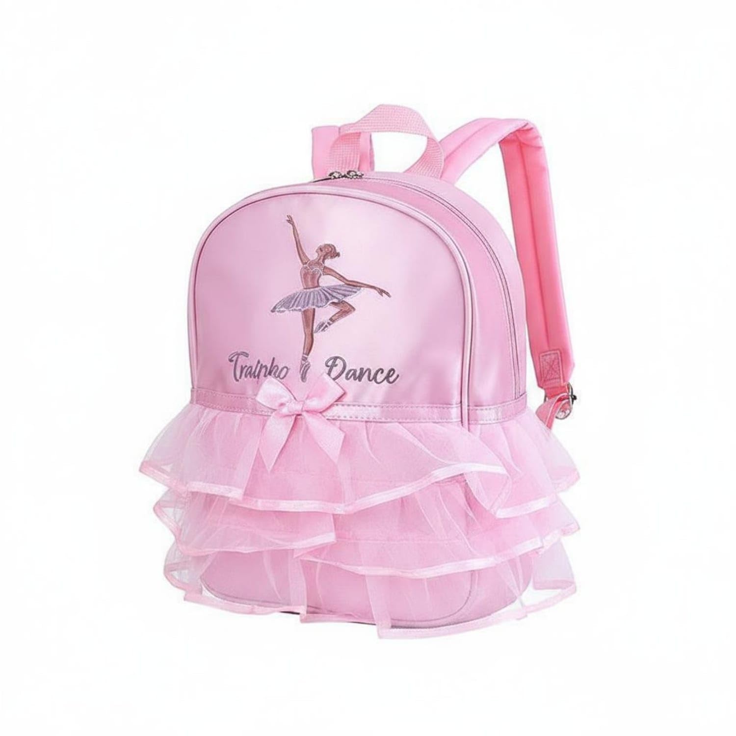 Embroidered Design Princess Dance Backpack Ruffle Skirt Trim Kids Dance Bag Large Capacity Ballet Backpack Long-Lasting Material for Toddlers, Practice, Performance, Pink-image-29